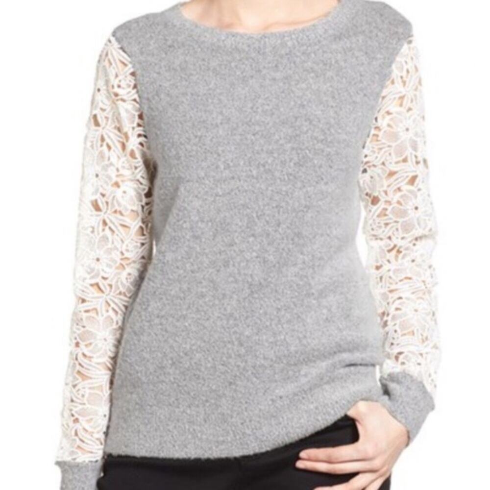 Halogen Lace Sleeve Sweater